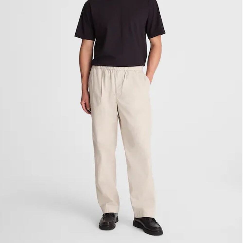 Madewell Men's Pleated Poplin Pull On Pant Form Grey Size Large NWT